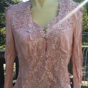 Vintage beaded and lace button up short Petite Jacket